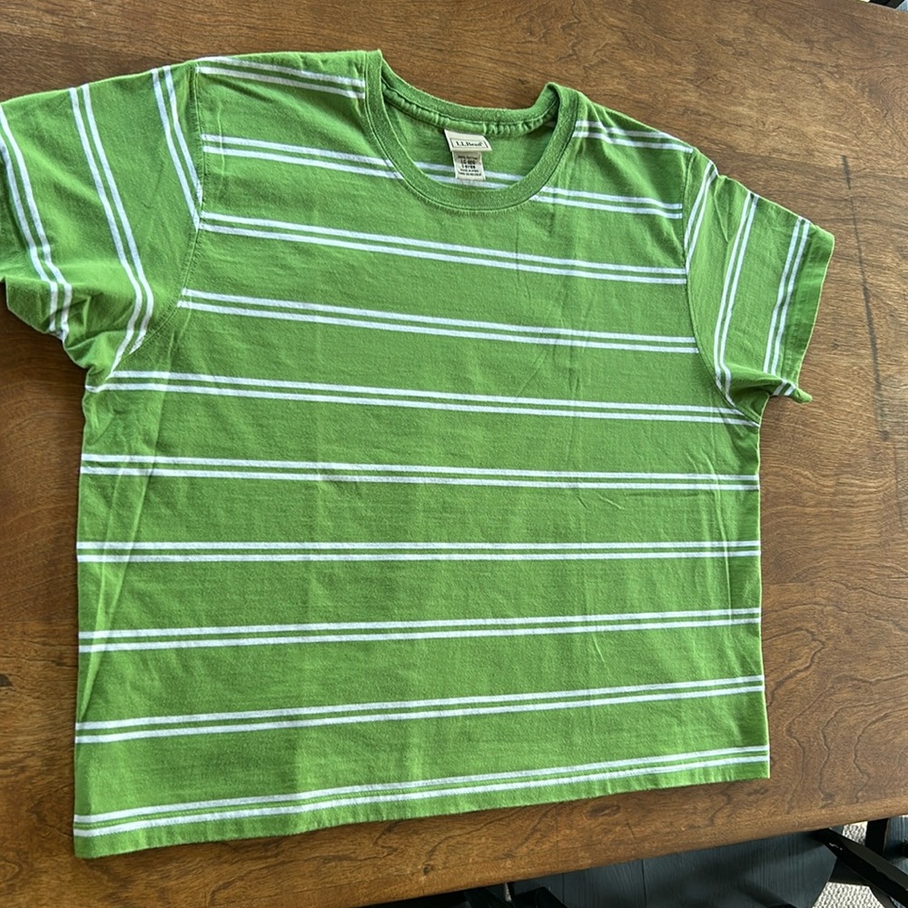 LL Bean women’s striped tee. Size large.